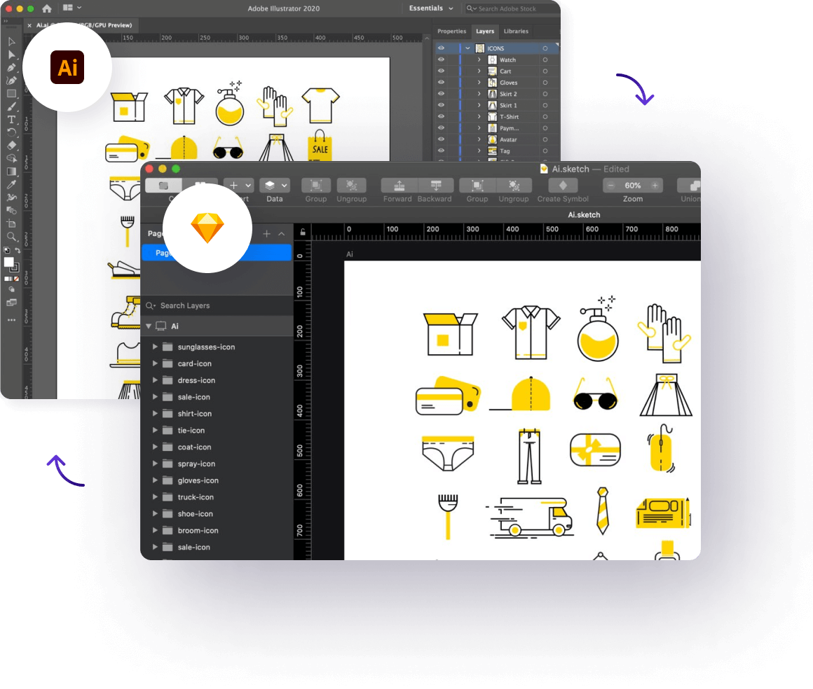 Illustrator to Sketch converter example
