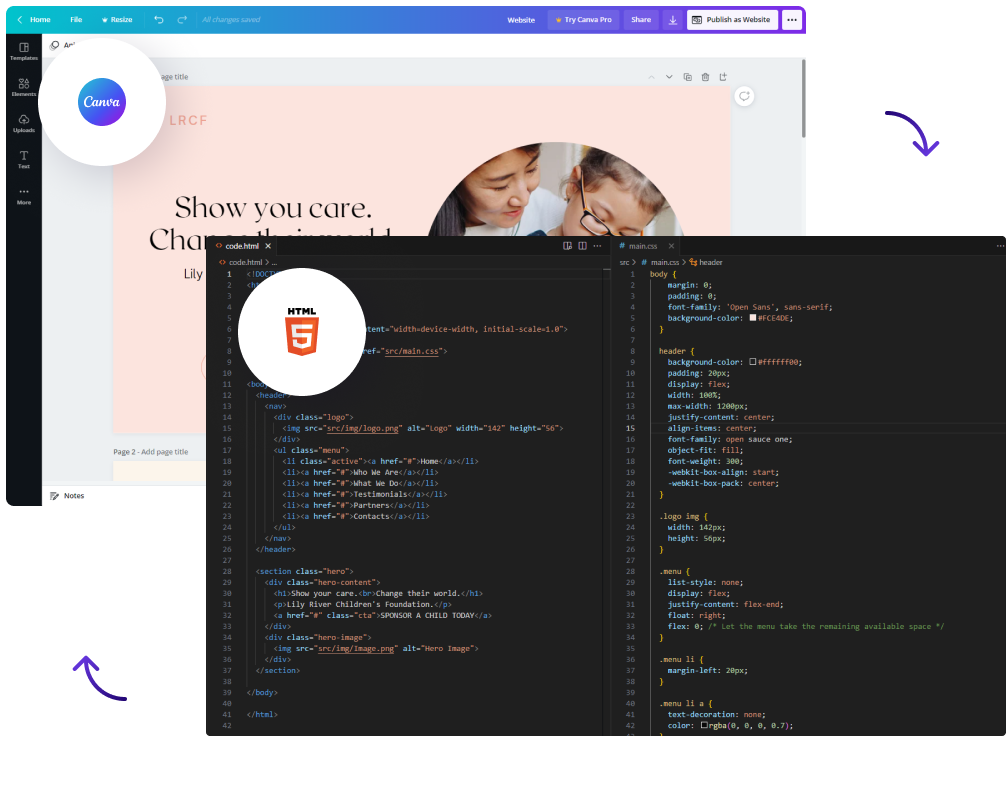 Canva to HTML converter example