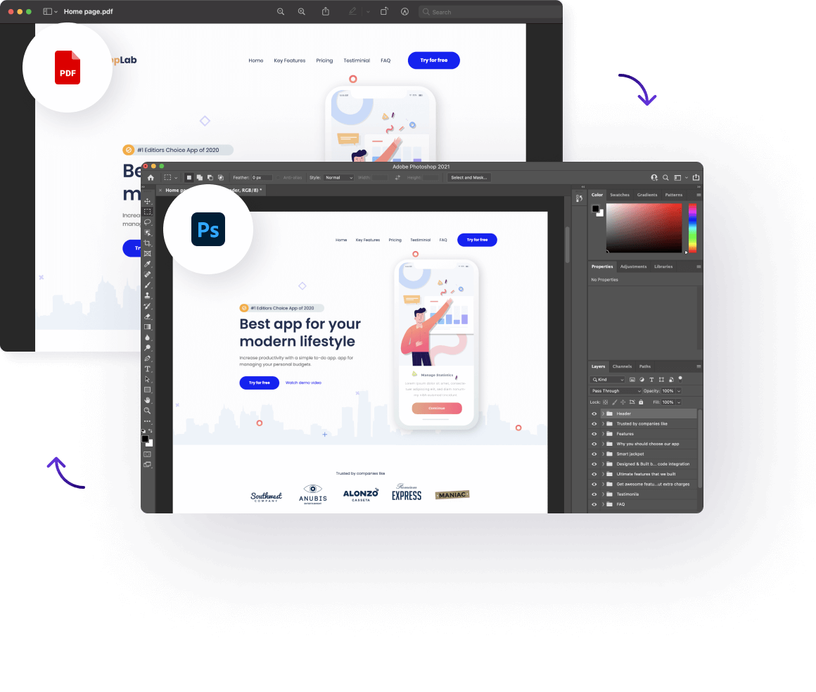 PDF to Photoshop converter example