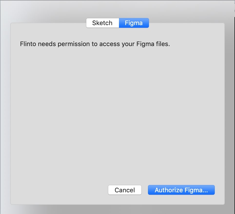 flinto authorization dialog
