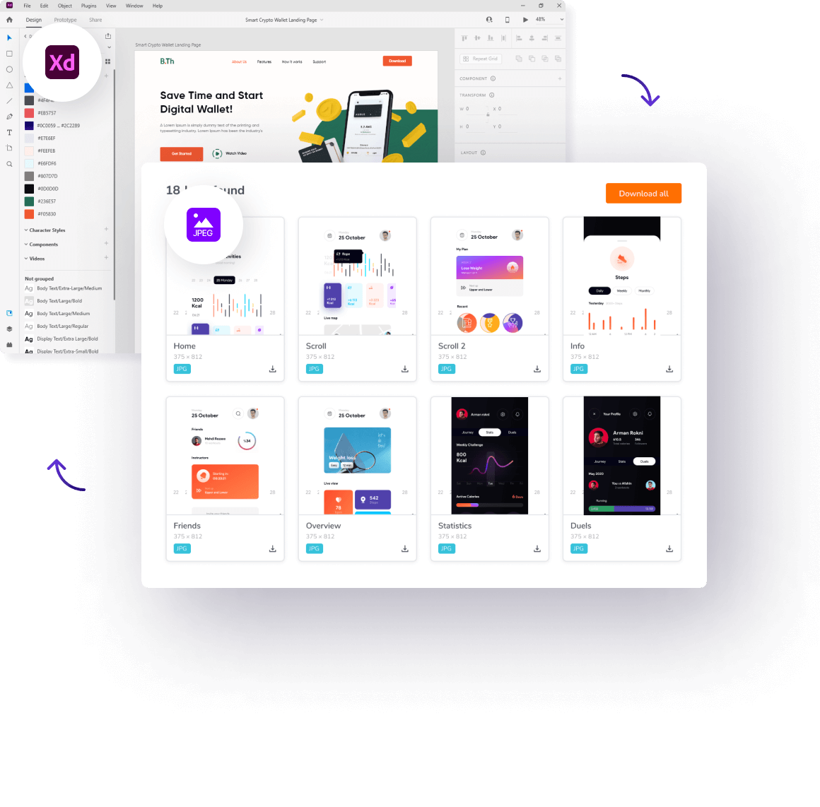 Adobe XD to JPG converter example