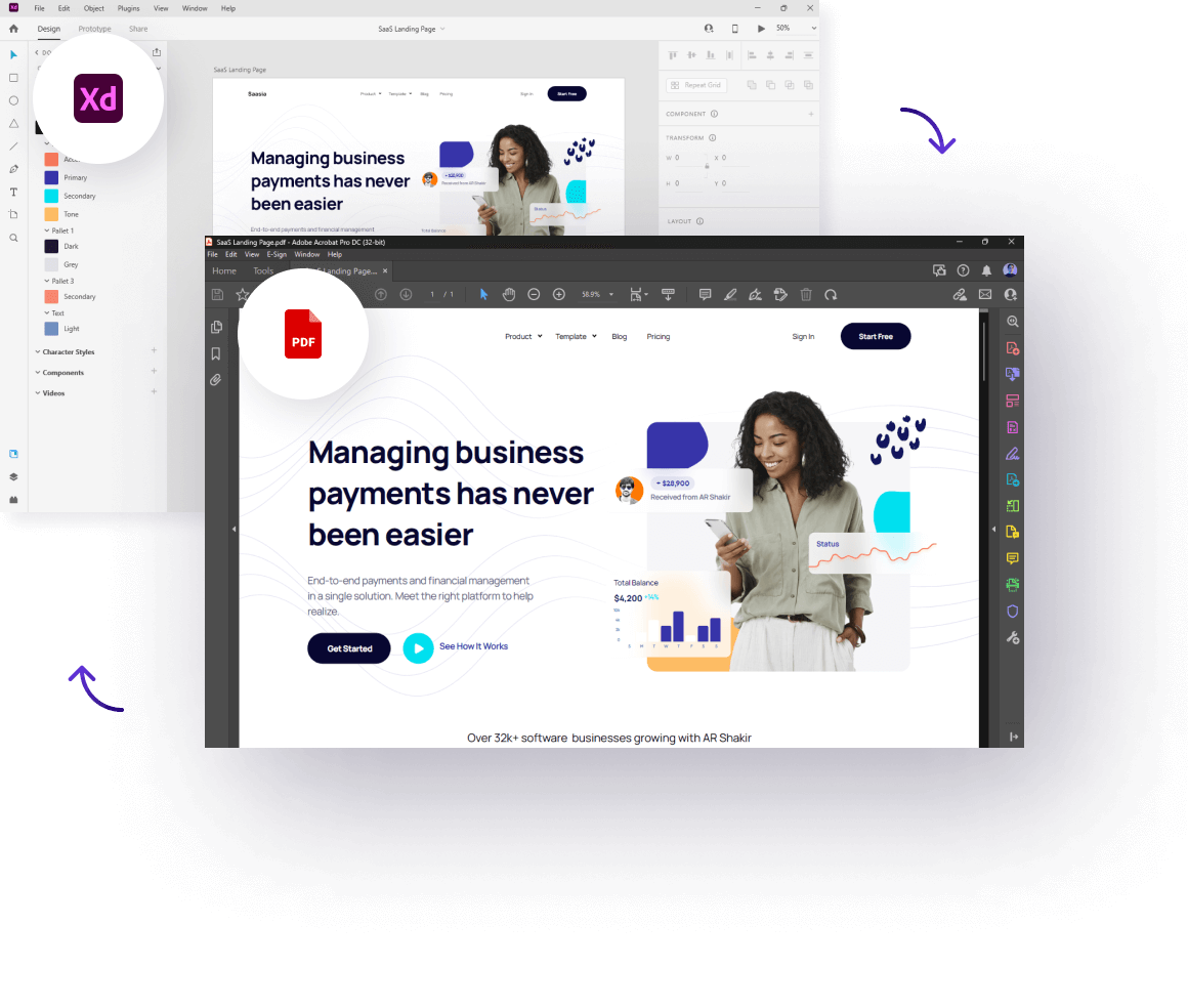 Adobe XD to PDF converter example